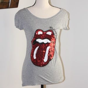 H&M,  Rolling Stones short sleeve tee shirt with sequins  on the front